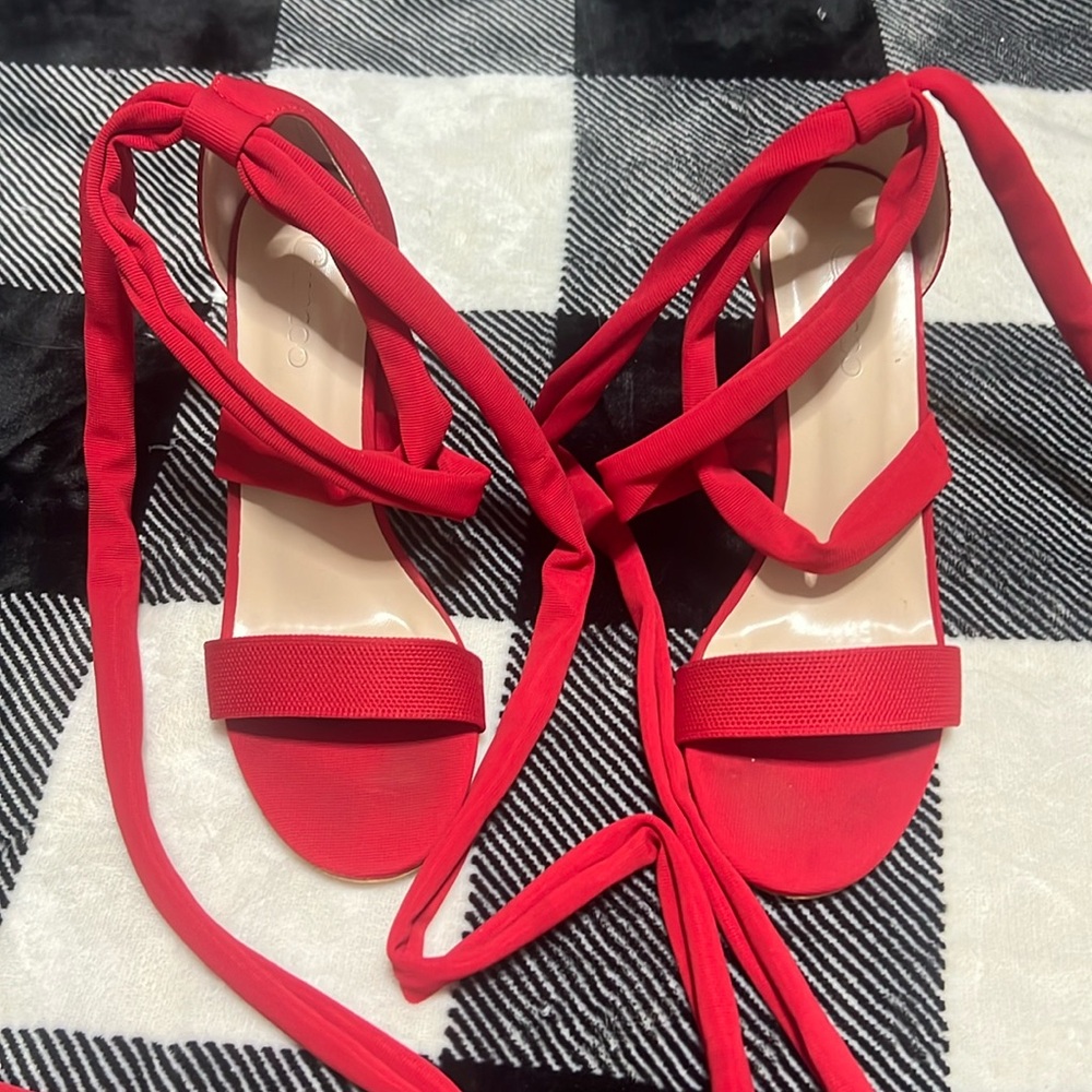 Shein Red Tie-Up Heels